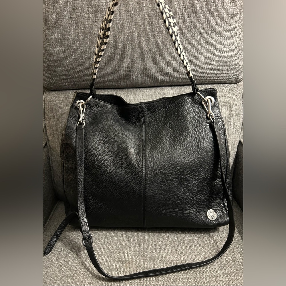 Vince Camuto leather bag with black & white shoulder strap & crossbody strap